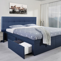 grau-blaues Bett